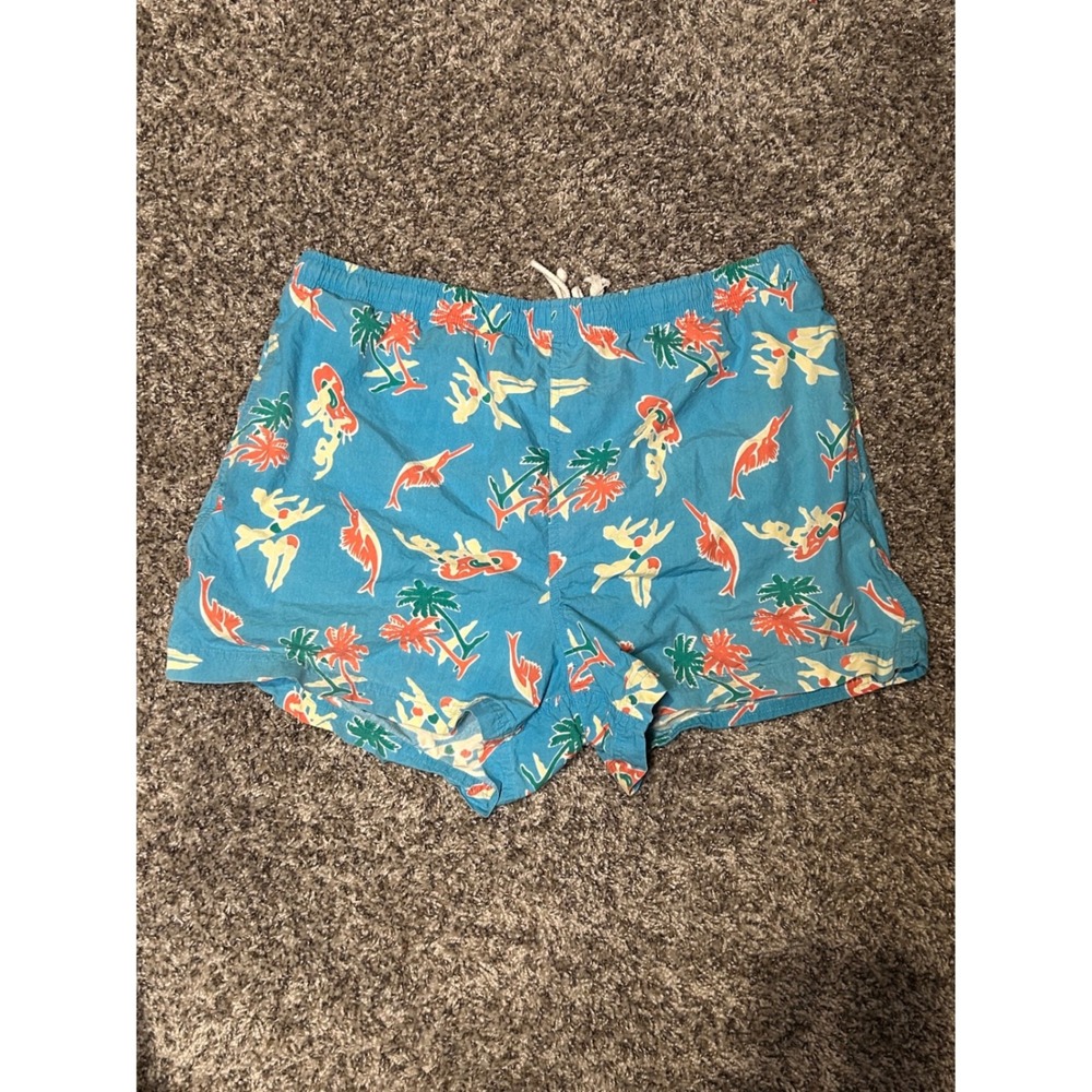 Vintage J. Crew Oarsman Swim Trunks - 100% Cotton - Nautical Print - Size L